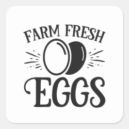 Boerderij Fresh Eggs Word Art Vierkante Sticker