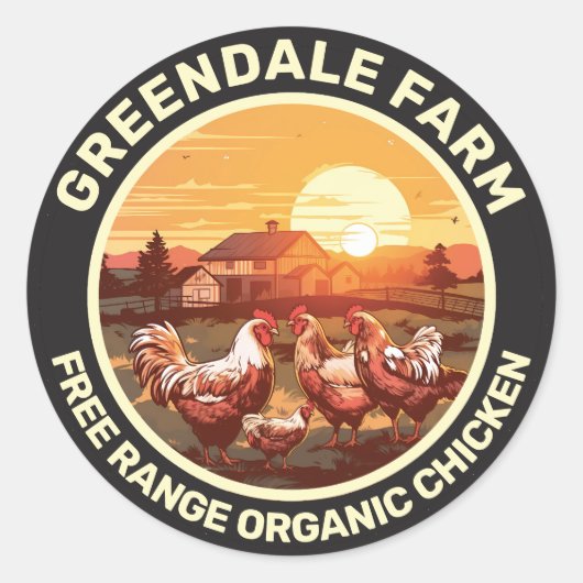 Boerderij Fresh Free Range Chicken Ronde Sticker (Voorkant)