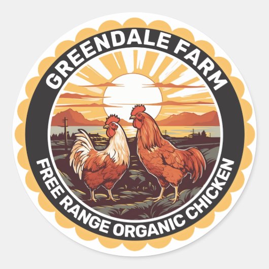 Boerderij Fresh Free Range Chicken Ronde Sticker (Voorkant)