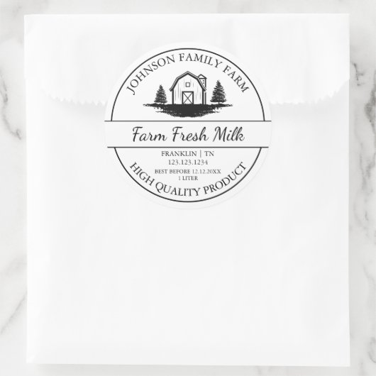 Boerderij Fresh Milk Barn Label (Tas)