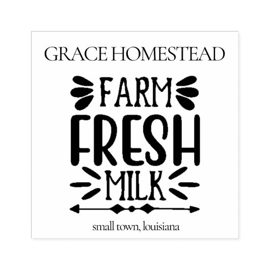 Boerderij Fresh Milk Farmers Market Naam toevoegen Rubberstempel (Afrduk)