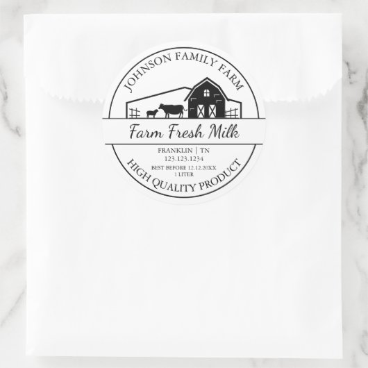 Boerderij Fresh Milk Label (Tas)