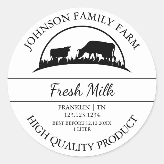Boerderij Fresh Milk Label (Voorkant)