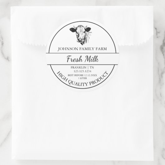 Boerderij Fresh Milk Label (Tas)