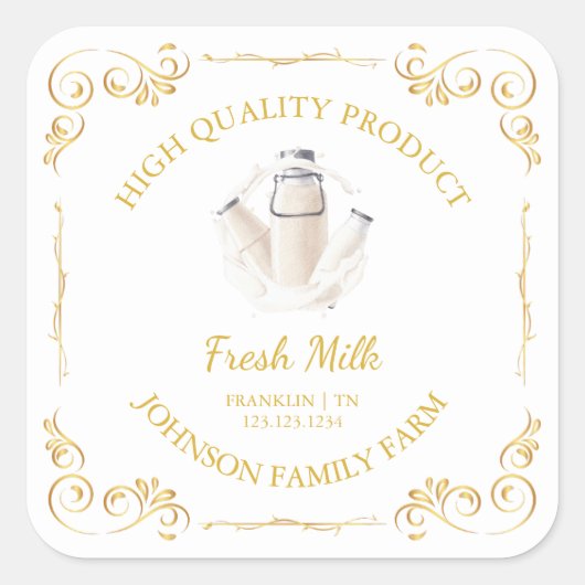 Boerderij Fresh Milk Square Label (Voorkant)