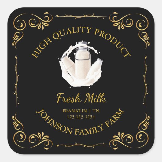  Boerderij Fresh Milk Square Label (Voorkant)