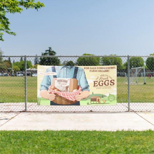 Boerderij Fresh Organic Eggs te koop groot Spandoek (Insitu)