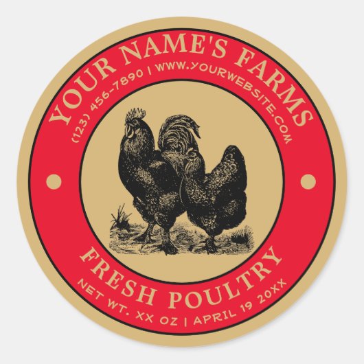  Boerderij Fresh Poultry Label Sjabloon (Voorkant)