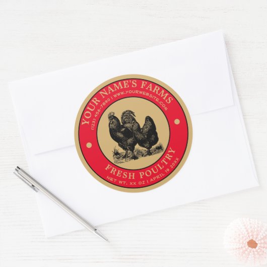  Boerderij Fresh Poultry Label Sjabloon (Envelop)