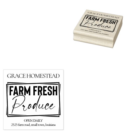 Boerderij Fresh Produce Farmers Market Naam toevoe Rubberstempel (Gestempeld)