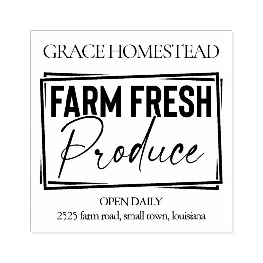 Boerderij Fresh Produce Farmers Market Naam toevoe Rubberstempel (Afrduk)