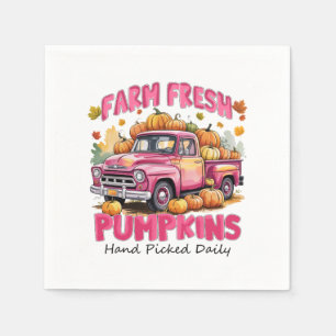 Boerderij Fresh Pumpkins – Roze Truck Herfstoogst Servet