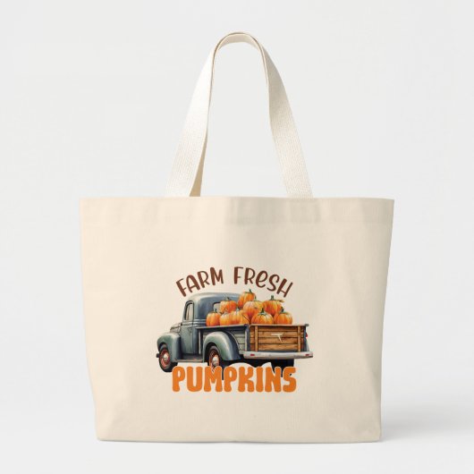 Boerderij Fresh Pumpkins – Rustic Truck Grote Tote Bag (Voorkant)