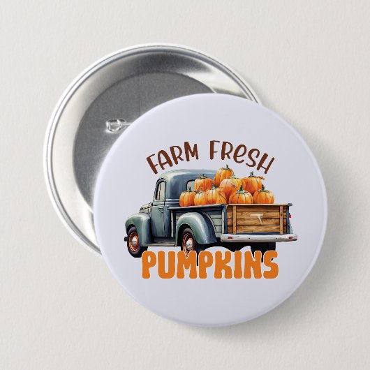 Boerderij Fresh Pumpkins – Rustic Truck Ronde Button 7,6 Cm (Voorkant /achterkant)