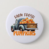 Boerderij Fresh Pumpkins – Rustic Truck Ronde Button 7,6 Cm (Voorkant)