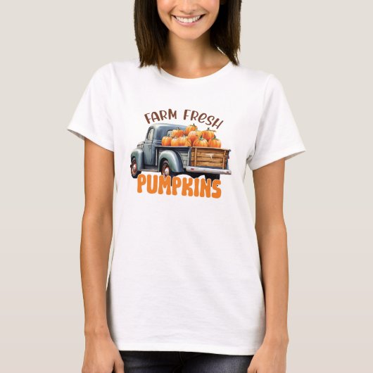 Boerderij Fresh Pumpkins – Rustic Truck T-shirt (Voorkant)
