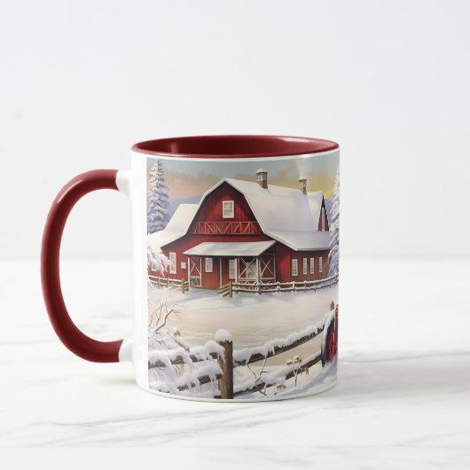 Boerderij Fresh Red Tractor Wintery Landscape Mok (Links)