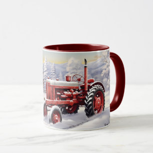 Boerderij Fresh Red Tractor Wintery Landscape Mok