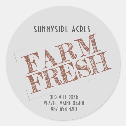 BOERDERIJ FRESH "STAMP" Faded Red op grijs Ronde Sticker (Voorkant)