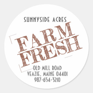 BOERDERIJ FRESH "STAMP" Faded Red op witte klassie Ronde Sticker