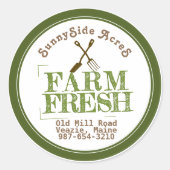 BOERDERIJ FRESH 'STAMP' Vervaagd Groen op Wit Ronde Sticker (Voorkant)