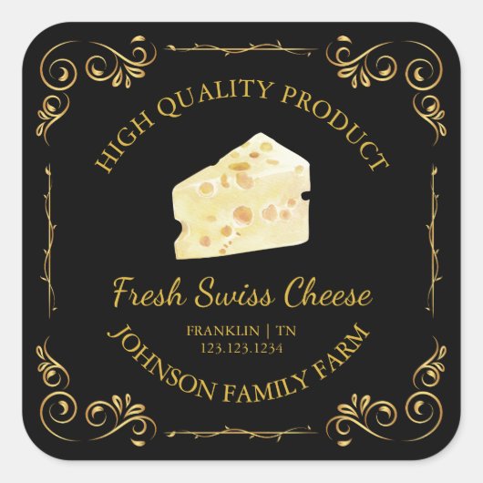 Boerderij Fresh Swiss Cheese Square Label (Voorkant)