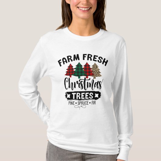 Boerderij Fresh Tree Sign Kerstboom Plaid shirt (Voorkant)