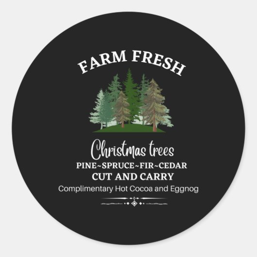 Boerderij Fresh Trees E Spruce Fir Ceder Ronde Sticker (Voorkant)