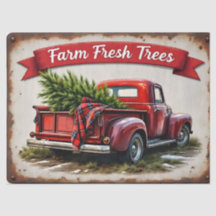 Boerderij Fresh Trees  Red Truck Holiday Tissue