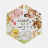 Boerderij Friends Baby's Eerste Kerstmis Glas Ornament (Achterkant)