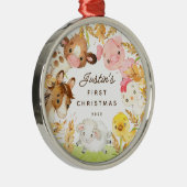 Boerderij Friends Baby's Eerste Kerstmis Metalen Ornament (Rechts)