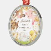 Boerderij Friends Baby's Eerste Kerstmis Metalen Ornament (Links)