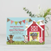 Boerderij Friends Birthday Uitnodiging (Staand voorkant)