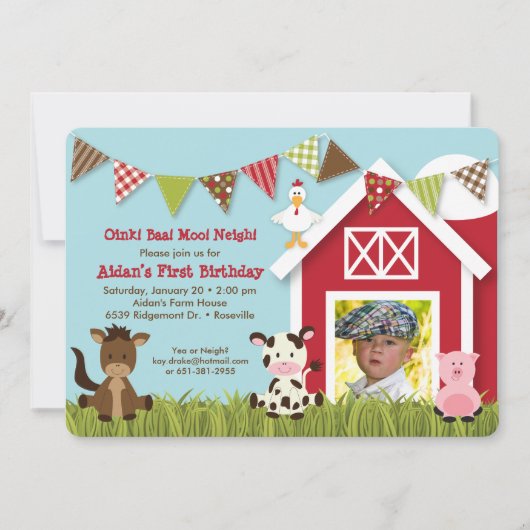 Boerderij Friends Birthday Uitnodiging (Voorkant)