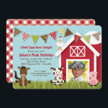Boerderij Friends Birthday Uitnodiging<br><div class="desc">Oink,  baa,  moo,  nat! Viel je verjaardag met deze leuke boerderij verjaardagsuitnodigingen met een plek voor één foto.</div>