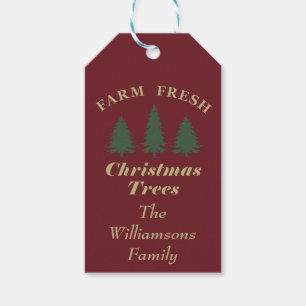 boerderij frisse kerstpijnbomen Gepersonaliseerd Cadeaulabel