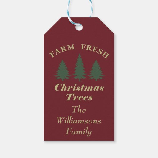 boerderij frisse kerstpijnbomen Gepersonaliseerd Cadeaulabel (Voorkant)