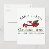 Boerderij frisse klassieke rode vrachtwagen pijnb feestdagenkaart (Voorkant / Achterkant)