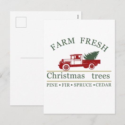 Boerderij frisse klassieke rode vrachtwagen pijnb feestdagenkaart (Voorkant / Achterkant)