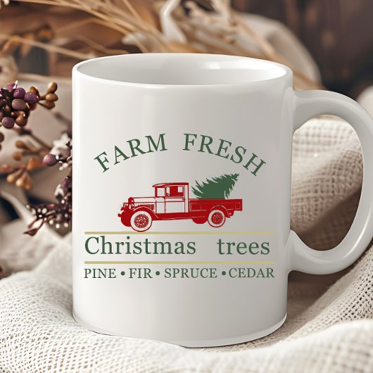 Boerderij frisse klassieke rode vrachtwagen pijnb mok