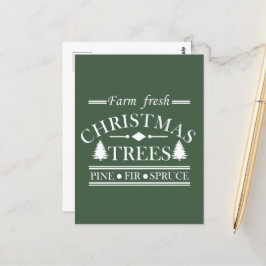 Boerderij frisse vrolijke kerstbomen briefkaart