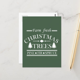 Boerderij frisse vrolijke kerstbomen briefkaart