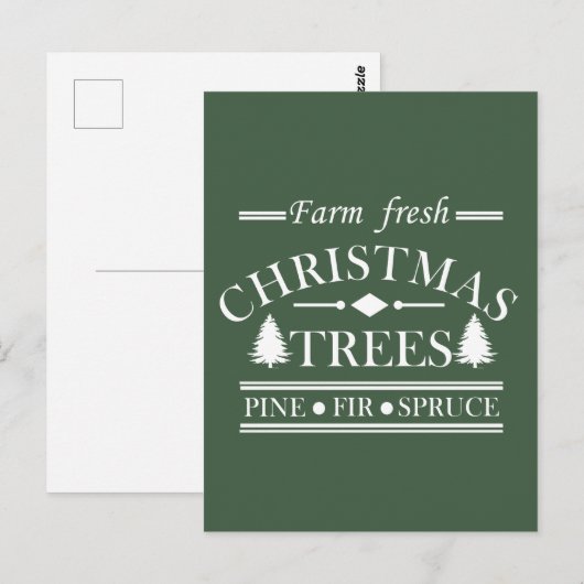 Boerderij frisse vrolijke kerstbomen briefkaart (Voorkant / Achterkant)