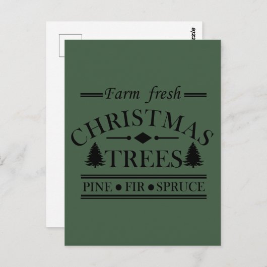 Boerderij frisse vrolijke kerstbomen briefkaart (Voorkant / Achterkant)
