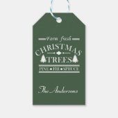 Boerderij frisse vrolijke kerstbomen cadeaulabel (Voorkant)