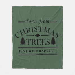 Boerderij frisse vrolijke kerstbomen fleece deken