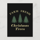 Boerderij frisse vrolijke kerstpijnbomen feestdagenkaart (Voorkant)