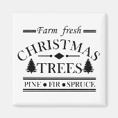 Boerderij frisse vrolijke kerstpijnbomen magneet (Voorkant)