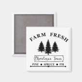 Boerderij frisse vrolijke kerstpijnbomen magneet (Voorkant / Achterkant)