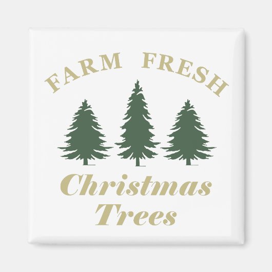 Boerderij frisse vrolijke kerstpijnbomen magneet (Voorkant)